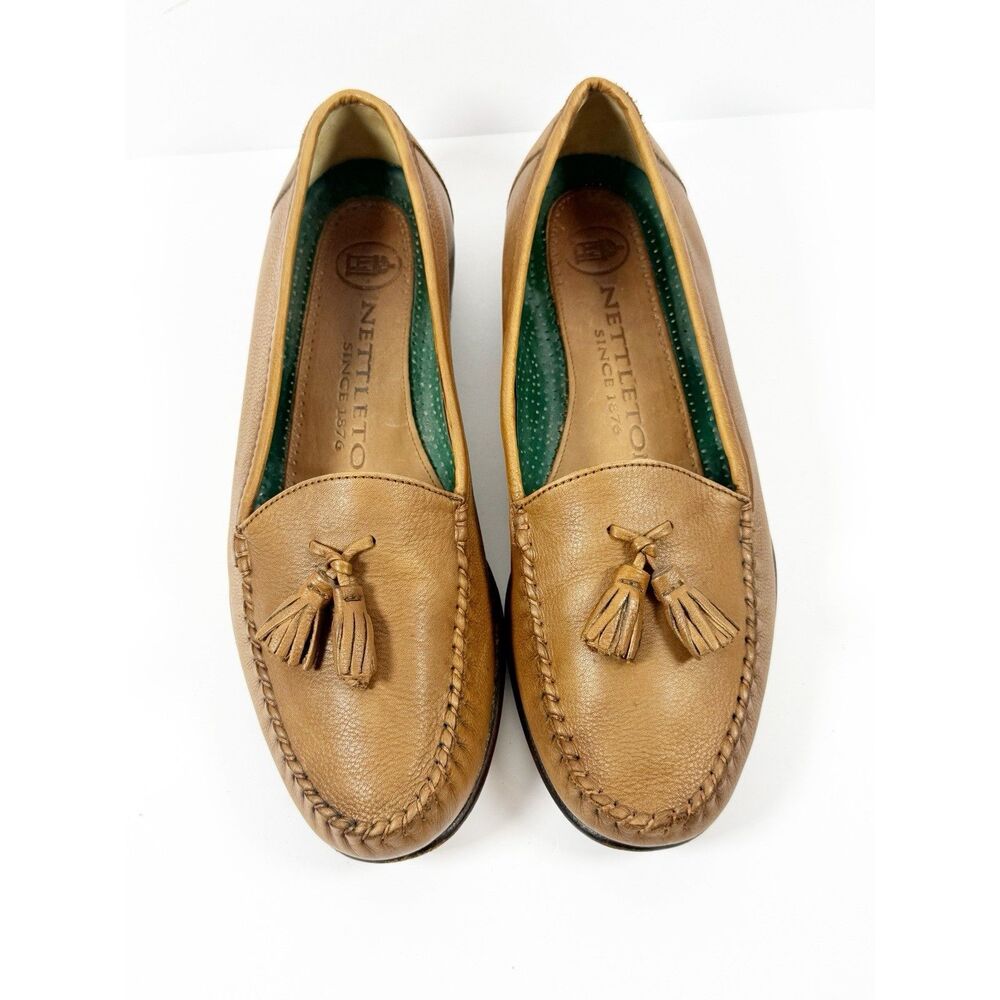 Nettleton‎ Mens 10W Leather Loafer Slip On Brown Tan Tassel Dress Shoes Office
